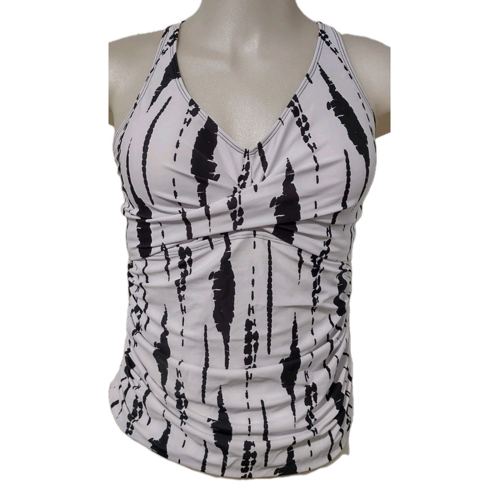 Bathing Suit Top Women's 2X Unbranded Padded Cups White Black Adjustable Straps